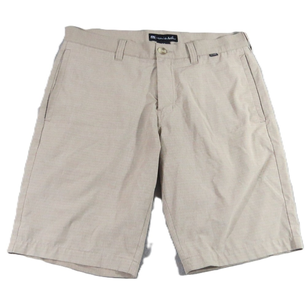 Travis Mathew Beck Shorts Men 33 Beige Heathered Stretch Performance Active Golf